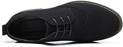 Men's Suede Leather Oxford Shoes Classic Lace Up Business Casual Shoes CarvedBlack 9.5 Fashion - Image 5