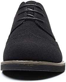 Men's Suede Leather Oxford Shoes Classic Lace Up Business Casual Shoes CarvedBlack 9.5 Fashion - Image 3